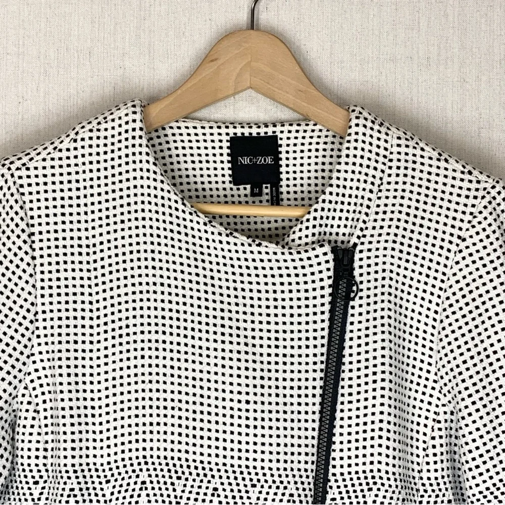 NIC+ZOE~Women’s “Connect the Dots” Black/White Asymmetric Zip Jacket~M - Picture 3 of 13